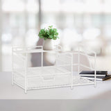 Maxbell Desktop Organizer Simple Mesh File Holder for Dorm Room Countertop Apartment White