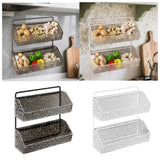 Maxbell Hanging Kitchen Basket 2 Layer Rustic No Drill for Home Decor Pantry Kitchen Dark Gray