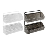 Maxbell Hanging Kitchen Basket 2 Layer Rustic No Drill for Home Decor Pantry Kitchen Dark Gray