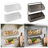 Maxbell Hanging Kitchen Basket 2 Layer Rustic No Drill for Home Decor Pantry Kitchen Dark Gray