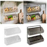 Maxbell Hanging Kitchen Basket 2 Layer Rustic No Drill for Home Decor Pantry Kitchen Dark Gray