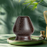 Maxbell Porcelain Chasen Holder Chasen Stand Tea Whisk Holder for Office Dining Room Brown Black