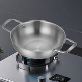 Maxbell Stainless Steel Paella Pan Easy to Clean Seafood Pot for Travel Kitchen Soup 18cm