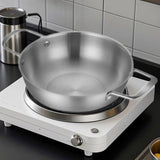 Maxbell Stainless Steel Paella Pan Easy to Clean Seafood Pot for Travel Kitchen Soup 18cm