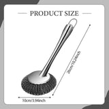Maxbell Cleaning Tool Scrubbing Scouring Brush Cookware Stainless Steel Pot Scrubber 26x10cm Short Handle