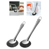 Maxbell Cleaning Tool Scrubbing Scouring Brush Cookware Stainless Steel Pot Scrubber 26x10cm Short Handle