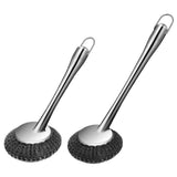 Maxbell Cleaning Tool Scrubbing Scouring Brush Cookware Stainless Steel Pot Scrubber 26x10cm Short Handle