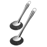 Maxbell Cleaning Tool Scrubbing Scouring Brush Cookware Stainless Steel Pot Scrubber 26x10cm Short Handle