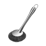 Maxbell Cleaning Tool Scrubbing Scouring Brush Cookware Stainless Steel Pot Scrubber 26x10cm Short Handle