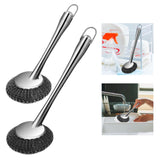 Maxbell Cleaning Tool Scrubbing Scouring Brush Cookware Stainless Steel Pot Scrubber 26x10cm Short Handle