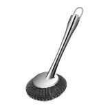 Maxbell Cleaning Tool Scrubbing Scouring Brush Cookware Stainless Steel Pot Scrubber 26x10cm Short Handle