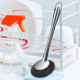 Maxbell Cleaning Tool Scrubbing Scouring Brush Cookware Stainless Steel Pot Scrubber 33x10cm Long Handle