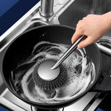 Maxbell Cleaning Tool Scrubbing Scouring Brush Cookware Stainless Steel Pot Scrubber 33x10cm Long Handle
