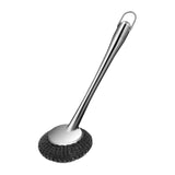 Maxbell Cleaning Tool Scrubbing Scouring Brush Cookware Stainless Steel Pot Scrubber 33x10cm Long Handle