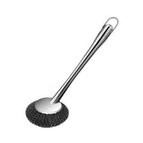 Maxbell Cleaning Tool Scrubbing Scouring Brush Cookware Stainless Steel Pot Scrubber 33x10cm Long Handle