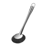 Maxbell Cleaning Tool Scrubbing Scouring Brush Cookware Stainless Steel Pot Scrubber 33x10cm Long Handle