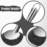 Maxbell Cleaning Tool Scrubbing Scouring Brush Cookware Stainless Steel Pot Scrubber 33x10cm Long Handle