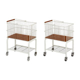 Maxbell Laundry Cart with Detachable Storage Basket for Sorting Dirty Clothes 2 in 1 Clear Wheels