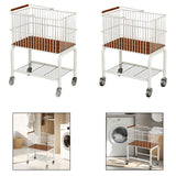 Maxbell Laundry Cart with Detachable Storage Basket for Sorting Dirty Clothes 2 in 1 Clear Wheels