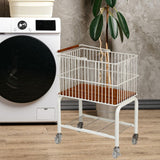 Maxbell Laundry Cart with Detachable Storage Basket for Sorting Dirty Clothes 2 in 1 Clear Wheels
