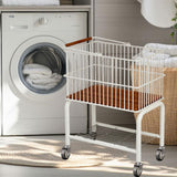 Maxbell Laundry Cart with Detachable Storage Basket for Sorting Dirty Clothes 2 in 1 Black Wheels