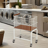 Maxbell Laundry Cart with Detachable Storage Basket for Sorting Dirty Clothes 2 in 1 Black Wheels