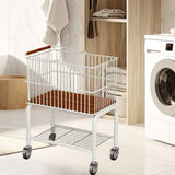 Maxbell Laundry Cart with Detachable Storage Basket for Sorting Dirty Clothes 2 in 1 Black Wheels