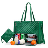 Maxbell Woman Tote Bag Lunch Bag Combo Set Versatile Handbag for Shopping Waterproof Green