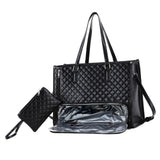 Maxbell Woman Tote Bag Lunch Bag Combo Set Versatile Handbag for Shopping Waterproof Black