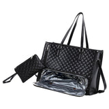 Maxbell Woman Tote Bag Lunch Bag Combo Set Versatile Handbag for Shopping Waterproof Black