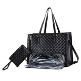 Maxbell Woman Tote Bag Lunch Bag Combo Set Versatile Handbag for Shopping Waterproof Black