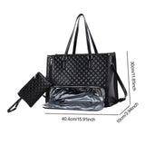 Maxbell Woman Tote Bag Lunch Bag Combo Set Versatile Handbag for Shopping Waterproof Black