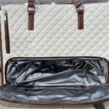 Maxbell Woman Tote Bag Lunch Bag Combo Set Versatile Handbag for Shopping Waterproof White Brown