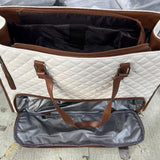 Maxbell Woman Tote Bag Lunch Bag Combo Set Versatile Handbag for Shopping Waterproof White Brown