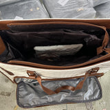 Maxbell Woman Tote Bag Lunch Bag Combo Set Versatile Handbag for Shopping Waterproof White Brown