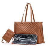 Maxbell Woman Tote Bag Lunch Bag Combo Set Versatile Handbag for Shopping Waterproof Brown