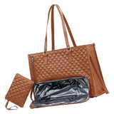 Maxbell Woman Tote Bag Lunch Bag Combo Set Versatile Handbag for Shopping Waterproof Brown