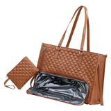 Maxbell Woman Tote Bag Lunch Bag Combo Set Versatile Handbag for Shopping Waterproof Brown