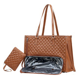 Maxbell Woman Tote Bag Lunch Bag Combo Set Versatile Handbag for Shopping Waterproof Brown