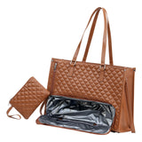 Maxbell Woman Tote Bag Lunch Bag Combo Set Versatile Handbag for Shopping Waterproof Brown