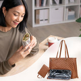 Maxbell Woman Tote Bag Lunch Bag Combo Set Versatile Handbag for Shopping Waterproof Brown