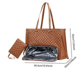 Maxbell Woman Tote Bag Lunch Bag Combo Set Versatile Handbag for Shopping Waterproof Brown
