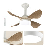 Maxbell Ceiling Fan with Light Mute Pendant Light for Kitchen Living Room Restaurant Wood Colors Blades