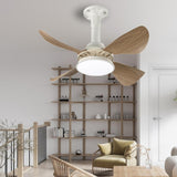 Maxbell Ceiling Fan with Light Mute Pendant Light for Kitchen Living Room Restaurant Wood Colors Blades