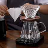 Maxbell Pour over Coffee Maker 600ml Portable Glass Dripper for Camping Kitchen Cafe clear