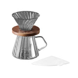 Maxbell Pour over Coffee Maker 600ml Portable Glass Dripper for Camping Kitchen Cafe gray
