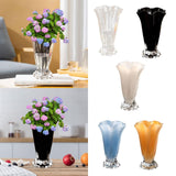Maxbell Petals Glass Vase Portable Plant Flower Container for Cafe Dining Room Decor Clear