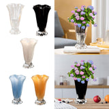 Maxbell Petals Glass Vase Portable Plant Flower Container for Cafe Dining Room Decor Clear