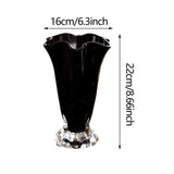 Maxbell Petals Glass Vase Portable Plant Flower Container for Cafe Dining Room Decor Black
