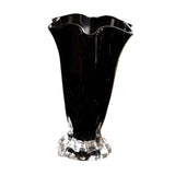 Maxbell Petals Glass Vase Portable Plant Flower Container for Cafe Dining Room Decor Black